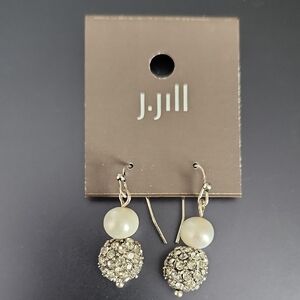 J. Jill Faux Pearl and Crystal Drop Earrings